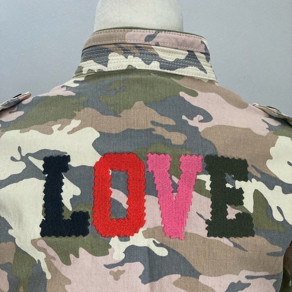 Zadig & Voltaire Charlotte Camo Jacket LOVE Spellout - Picture 12 of 14